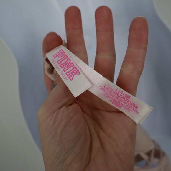 Victoria's Secret Pink Lace Bralette Women L Pink Boho Romantic Feminine Boudoir - Picture 2 of 14